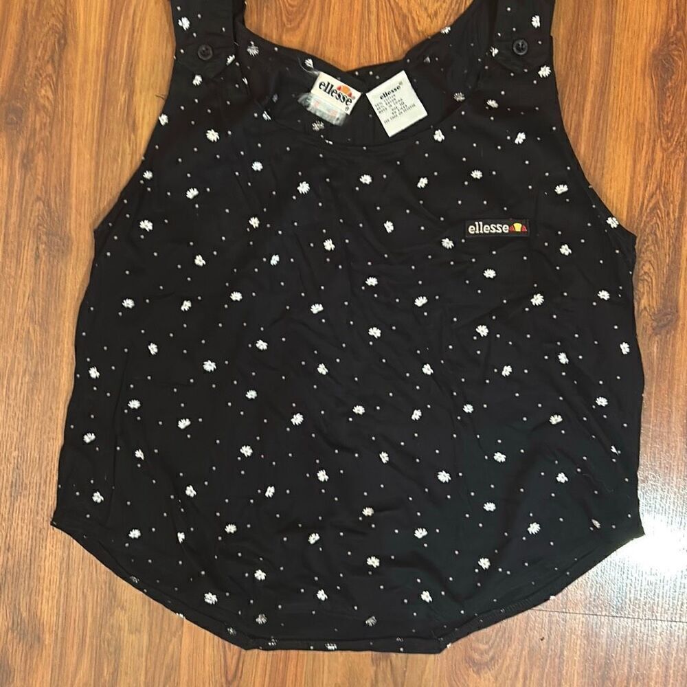 Vintage Ellesse black and Daisy cropped tank top size 10